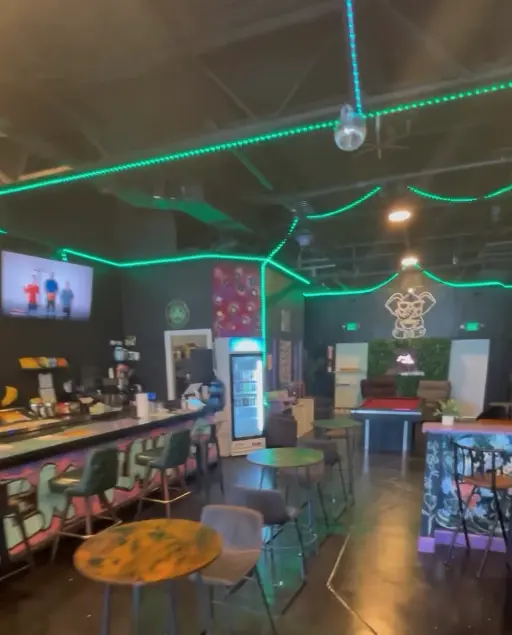 LED strips and bar seating inside The Social Blend