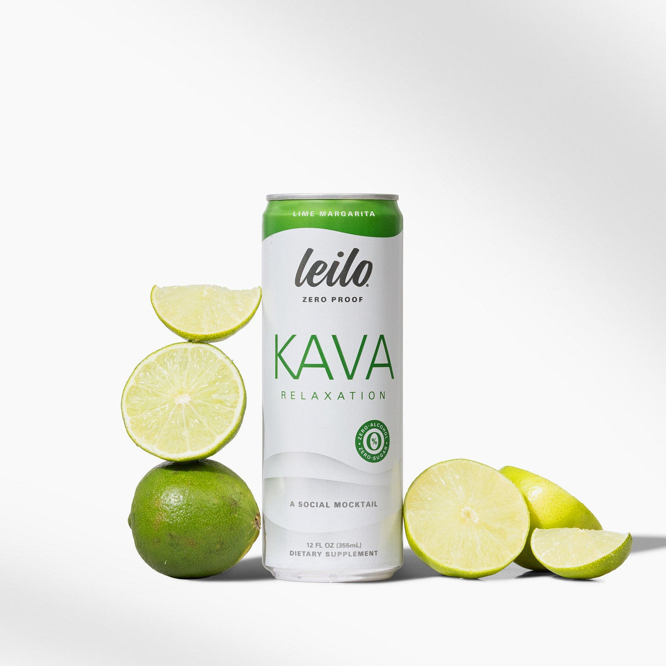 Leilo Lime Margarita kava tonic can and margarita-style glass