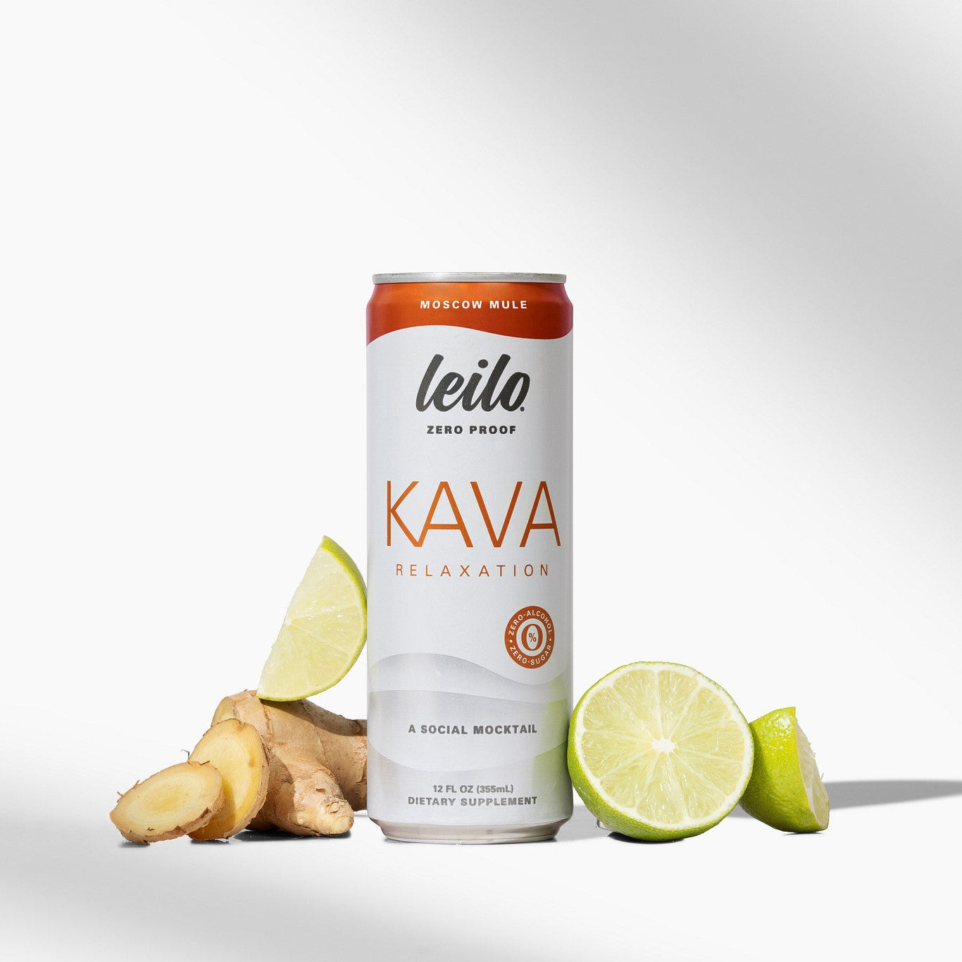 Leilo Moscow Mule kava tonic can and ginger-lime drink