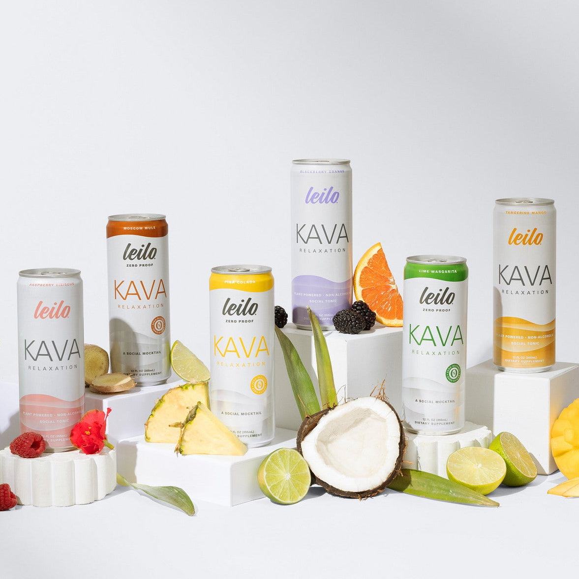 Leilo six-flavor Variety Sampler of kava tonic cans
